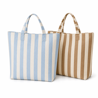 Sac fourre-tout en toile rayé rose tendance été, extra large, pour femmes, pour les courses, sac de voyage quotidien décontracté, sac à bandoulière