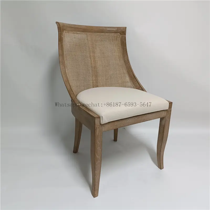French provincial style oak wing back rattan dining chair