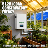 Baterai Lithium Ion 5kWh 48V 51.2V 100Ah untuk Sistem Surya Hibrida yang Dipasang di Dinding