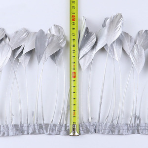 Phun Vàng/Bạc Stripped Ngỗng Lông Fringe Bạc Chùm Trims Cho Thủ Công Đảng Quần Áo May Vàng Ren Trang Trí - Product Image 3