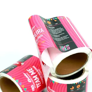 Large logo printing customized roll glossy varnish biodegradable sticker paper beer cans bottles self adhesive labels