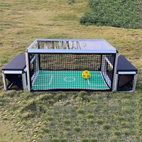 Meja Arcade Sepak Bola Lempar Koin Indoor untuk 2 Orang Dewasa, Mesin Arcade Permainan Subsoccer dengan Jaring Nilon