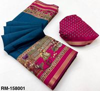 Chanderi lin Saree Kalamkari impression tissage bordure ethnique Style indien bas prix taille libre tenue de fête pour les filles spécial