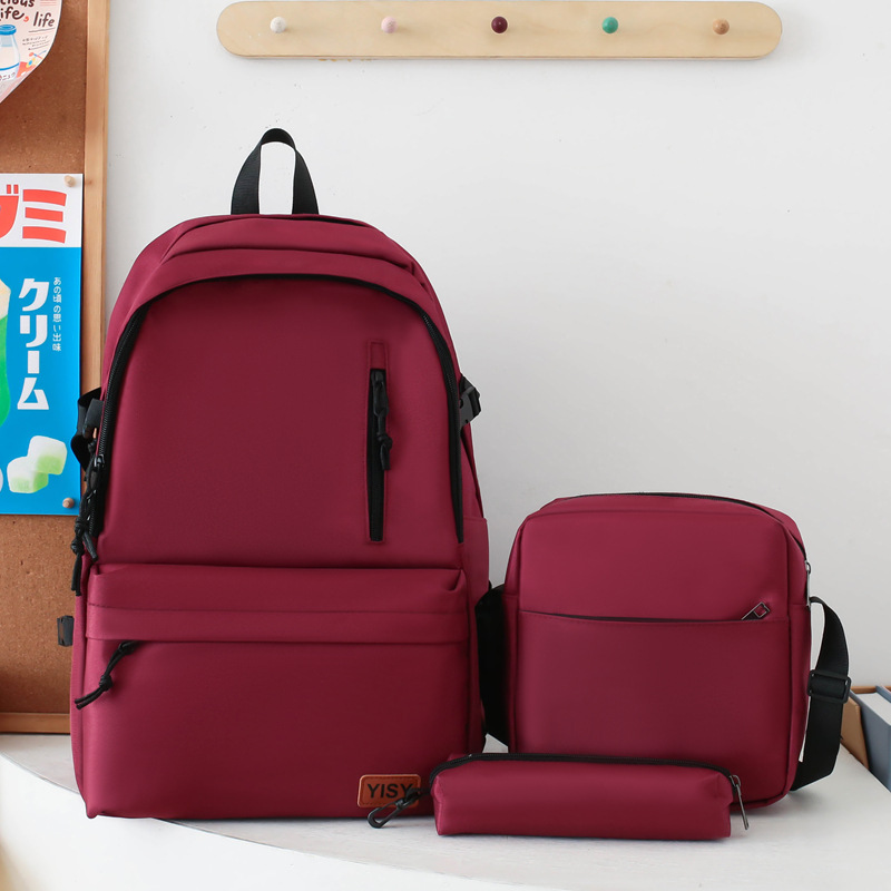 Wine red-backpack crossbody bag pencil case