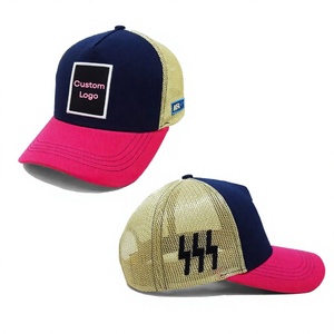Casquette de baseball personnalisée avec patch brodé, en coton et maille, visière incurvée, profil haut, bicolore, style sportif, pour la plage - Product Image 1