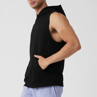 Sweat-shirt sans manches en molleton français pour homme avec logo personnalisé, style streetwear, tricoté, décontracté, pour le sport