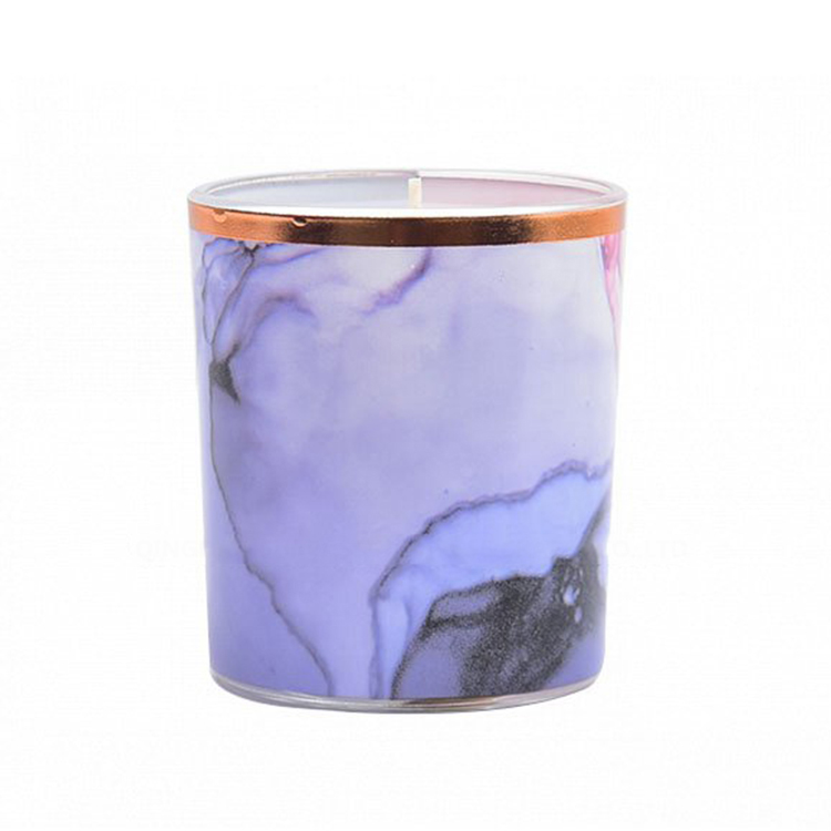 Scented Marble Pillar Candles Organic Soy Candles With Wood Wick 2
