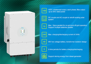 ระบบไฮบริดโซลาร์เซลล์ Deye 8kW พร้อมตัวควบคุมการชาร์จ MPPT และรองรับแบตเตอรี่ลิเธียมไอออน สำหรับปั๊มน้ำระบบโซลาร์เซลล์ 3 เฟส รุ่น SUN-8K-SG04LP3-EU Hybrid - Product Image 4