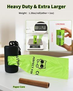 Sacs à déjections pour animaux de compagnie extra épais et résistants, sans parfum, anti-fuites, résistants aux déchirures, rouleaux de recharges pour sacs à crottes de chien avec distributeur portable et H - Product Image 3