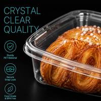 Boîte rectangulaire transparente en PET pour tiramisu, avec film bleu imprimé, conteneur jetable pour desserts, sushis et salades, personnalisable, vente en gros