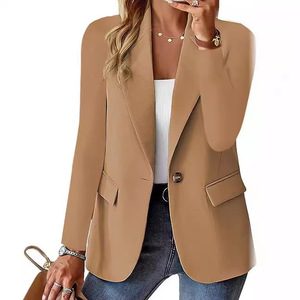 Cardigã <span class=keywords><strong>Blazer</strong></span> Feminino de Manga Longa em Cor Sólida com Botão Único para o Outono 2024 da WISH - Product Image 4