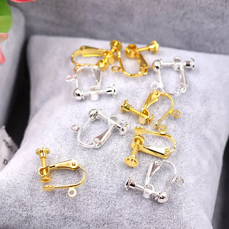 Clip vít Clasp Brass DIY trang sức phụ kiện 16mm bông tai nhỏ phát hiện clip trên bông tai để làm đồ trang sức