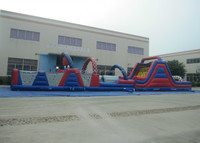 Carrera de obstáculos inflable profesional para adultos de pista larga de grado comercial con tobogán deportes inflables para eventos de equipo