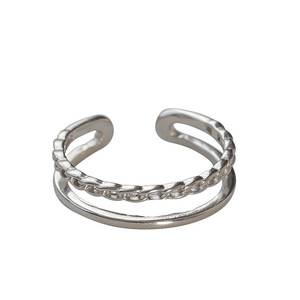 Double Layer <b>Plain</b> Band <b>Ring</b> For Women Geometric Design <b>Silver</b> Color Gift Jewelry - Product Image 5