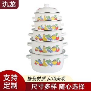 Enamel <b>Soup</b> <b>Pot</b> 1.1L-2L With Lid Heat Resistant For Cooking Chicken <b>Soup</b> And Medicine Decoction - Product Image 3