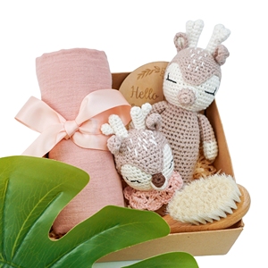 Set Regalo Neonato Amigurumi con Sonaglio Animali all'Uncinetto Pietra Miliare Fascia in Mussola per <span class=keywords><strong>Baby</strong></span> Shower - Product Image 1