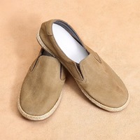 Espadrilles unisexes en cuir véritable de qualité supérieure, légères, semelle en jute, faciles à enfiler, pour hommes et femmes