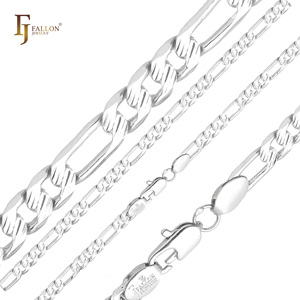 שרשרת פיגארו 3 מ\\\"מ+ של FJ Fallon, תכשיטי אופנה, חוליות מחורצות ומחוספסות, מצופה זהב 14 קראט על בסיס פליז, מפוצלת - Product Image 3