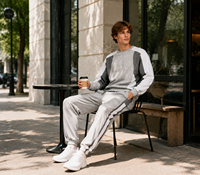 Ensemble de survêtement 2 pièces pour homme, color block, en coton, sweat-shirt et pantalon de jogging, tenue décontractée pour le sport et le quotidien