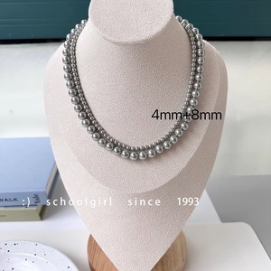 S925 argent Sterling perles rondes colliers bijoux de mode <span class=keywords><strong>madama</strong></span> gris boucle collier de perles Swa-rovsski Style Vintage collier - Product Image 5