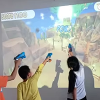 Mur de projection interactif à calibrage automatique, pistolets laser interactifs, simulateur de jeux de tir interactifs pour le divertissement des enfants