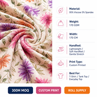 Tissu jersey imprimé en rayonne et élasthanne, tissu doux en viscose pour t-shirts et débardeurs, fournisseur en gros