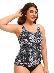 Vêtements de plage une pièce écologiques imprimés à motif solide pour femmes européennes et américaines, maillots de bain respirants de grande taille - Product Image 5