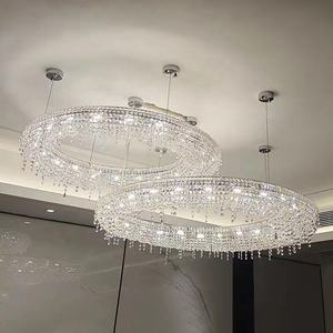 Candelabro de cristal <span class=keywords><strong>Artica</strong></span> K9 de lujo posmoderno italiano de fábrica personalizado cableado inoxidable para decoración del hogar Luz de decoración del vestíbulo - Product Image 4