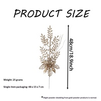 Branche artificielle de feuilles d'acacia dorées avec baies, 48 cm, en plastique, pour arbre de Noël, décoration florale de luxe pour les fêtes, décoration de Noël