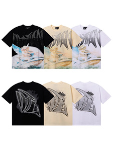 Nouvelle collection 2025 – T-shirt ample à manches courtes en coton imprimé intégral avec logo Angel rétro et strass, style hip-hop, de la marque américaine de mode transfrontalière EM. - Product Image 3
