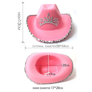 Tiara <span class=keywords><strong>de</strong></span> fieltro occidental Plumas Sombrero Rosa Vaquera Sombreros <span class=keywords><strong>de</strong></span> vaquero para damas Mujeres Niñas Fiesta <span class=keywords><strong>de</strong></span> festivales para adultos - Product Image 5