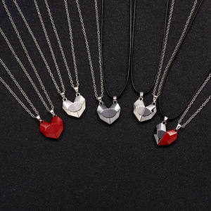 Colgante con forma de corazón para parejas, <span class=keywords><strong>2</strong></span> unidades, joyería de Amistad trenzada de atracción común a juego, imán de distancia - Product Image 5