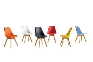 Muebles modernos de diseño plástico nuevo estilo de madera tulipán grueso patas de madera silla irrompible asiento de silla de plástico para comedor - Product Image 2