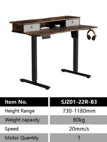 Bureau assis-debout moderne à moteur unique, ergonomique, durable, avec tiroirs en acier réglables, mobilier de bureau commercial