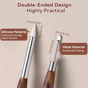 BORN PRETTY Lápiz de Doble Punta para Decoración de Uñas, Herramienta de Tallado de Doble Extremo para Diseños Intrincados y Efecto Degradado con Mango de Madera - Product Image 2