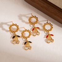 Summer New Trendy Fancy Charms pour la fabrication de bijoux Boucles d'oreilles en diamant délicates pour les femmes Boucles d'oreilles fraîches et douces en forme de cerise
