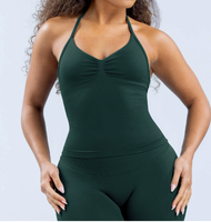 Ensemble de sport transfrontalier sans couture en Spandex/Nylon : Haut de yoga dos nu, Pantalon de fitness taille haute élastique, Short de fitness, Brassière de sport à bretelles