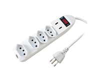 Multiprise INMETRO avec 6 prises 10A 2P+T avec protection contre les surcharges et 2 ports USB-C