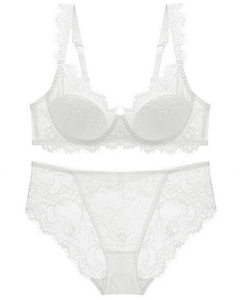Set <span class=keywords><strong>Reggiseno</strong></span> e Mutandine Floreali in Pizzo a Vita Bassa con Ferretto e Perizoma ZONA da Donna, Imbottitura Leggera <span class=keywords><strong>Minimizer</strong></span>, per Ingrosso e Personalizzazione - Product Image 4