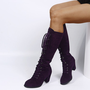 Commercio all'ingrosso delle signore della moda occidentale ginocchio alto tacco <span class=keywords><strong>chucky</strong></span> stivali da donna scarpe da donna - Product Image 4