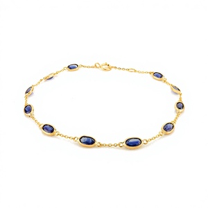 Natural <b>Blue</b> <b>Sapphire</b> <b>Bracelet</b> 14K Solid Yellow Gold <b>Bracelet</b> Handmade Customized <b>Bracelet</b> Best Gift For Women - Product Image 6