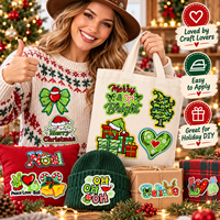 Lot de patchs de Noël en gros, motifs Joyeux Noël, Cœur, Cloche, Canne en sucre, à coudre ou thermocollants, pour artisanat, cadeaux et décoration