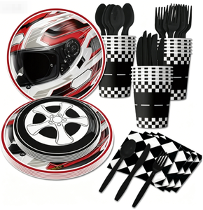 DAMAI Race Car Party Halloween Paper Plates Sets Party Supplies Disposable Tableware Decorations Racing Wheel Sports Boys - Product Image 3