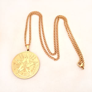 Collana con Ciondolo in Acciaio Inossidabile Finemente Lucidato, Amuleto Stella di Salomone con Pentagramma e Nome di Dio Tetragrammaton, Sigillo della Cabala - Product Image 6