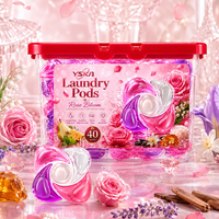 Capsules de lessive écologiques jetables parfumées à la rose, directement de l'usine, puissant détachant pour vêtements et linge de lit quotidiens