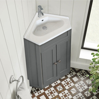 Meuble sous-vasque de salle de bain moderne élégant et peu encombrant en Mdf gris avec grand rangement et lavabo
