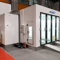 Cabine de peinture automobile RuiBo avec quatre portes pliantes, plancher grillagé complet, éclairage antidéflagrant, unité autonome encastrée