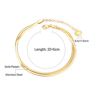 Stainless Steel 18k <b>Gold</b> Plated Double Layer Snake Chain <b>Anklet</b> Women Fashion Stackable Foot Ornament Gift - Product Image 5