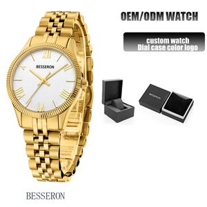 Montres à quartz pour femmes B1 Original Japan Movt 24K Gold Trend Design avec bracelet en acier inoxydable et cuir, calendriers, par le fabricant - Product Image 2