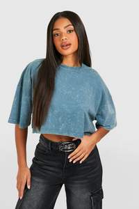 ผ้าฝ้ายคุณภาพสูงกรดล้างเสื้อยืดขนาดใหญ่Retro Mineral Wash TShirt Heavyผ่อนคลายเสื้อยืดวินเทจสําหรับผู้หญิง - Product Image 3